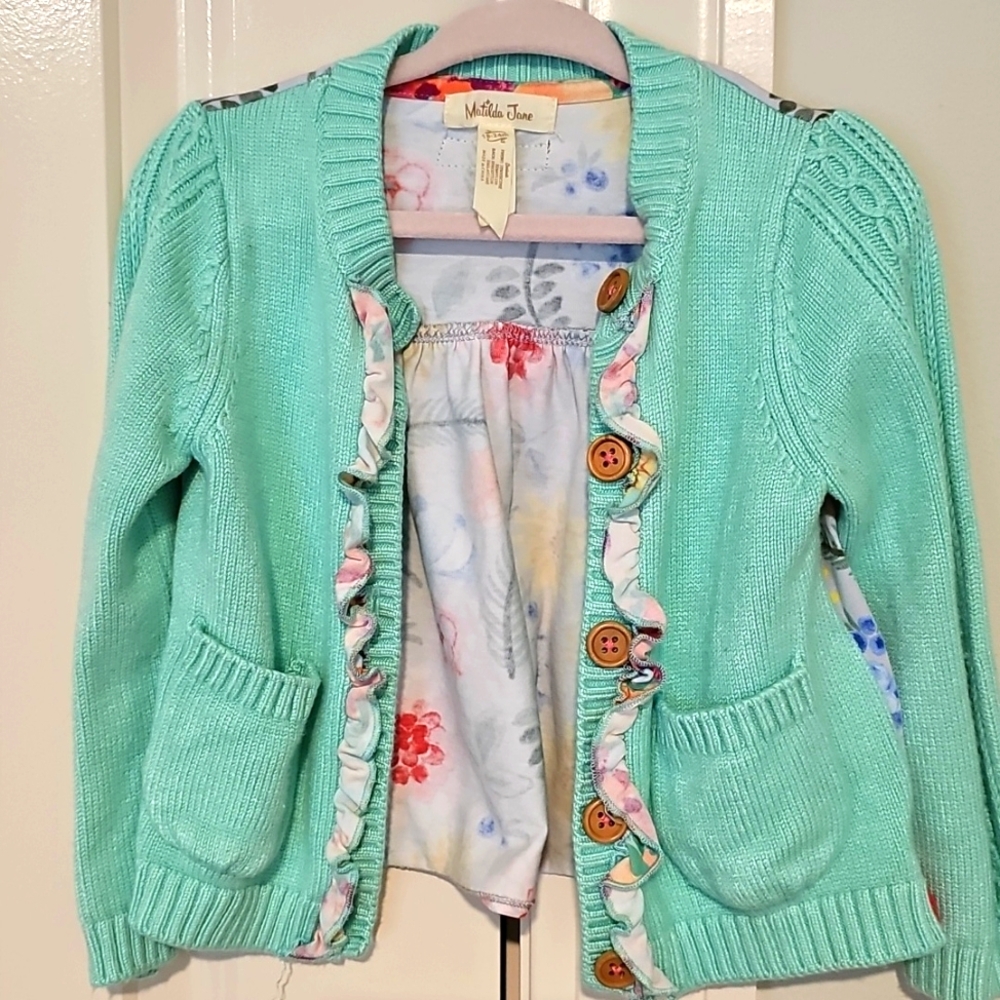 18-24m Matilda Jane Sweater Happy & Free Mint & Floral Button Up